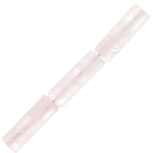Cuentas de tubo de piedra preciosa 15x5 mm - Cuarzo rosa x5