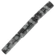 Cuentas de tubo de piedra preciosa 15x5 mm - Obsidiana moteada x5