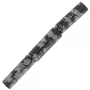 Cuentas de tubo de piedra preciosa 15x5 mm - Obsidiana moteada x5