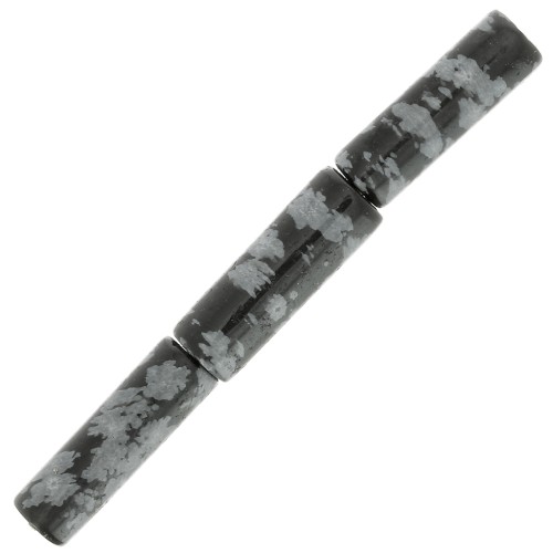 Cuentas de tubo de piedra preciosa 15x5 mm - Obsidiana moteada x5
