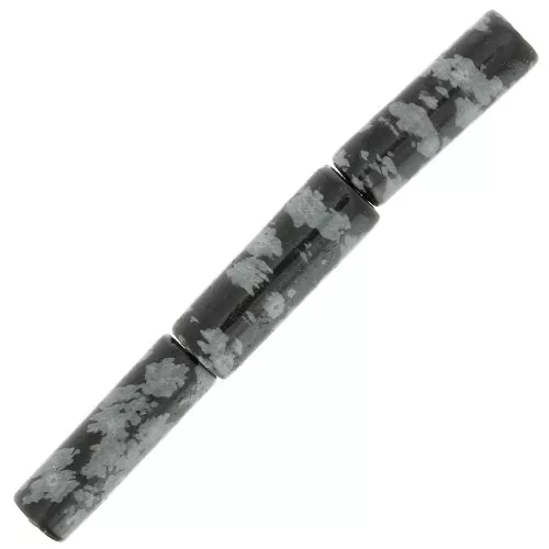 Cuentas de tubo de piedra preciosa 15x5 mm - Obsidiana moteada x5