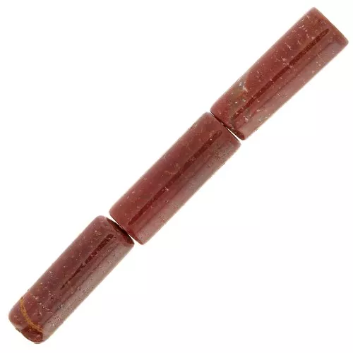 Cuentas de tubo de piedra preciosa 15x5 mm - Jaspe rojo x5