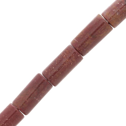 Cuentas tubos de piedra gema 10x5 mm - Jaspe rouge x5