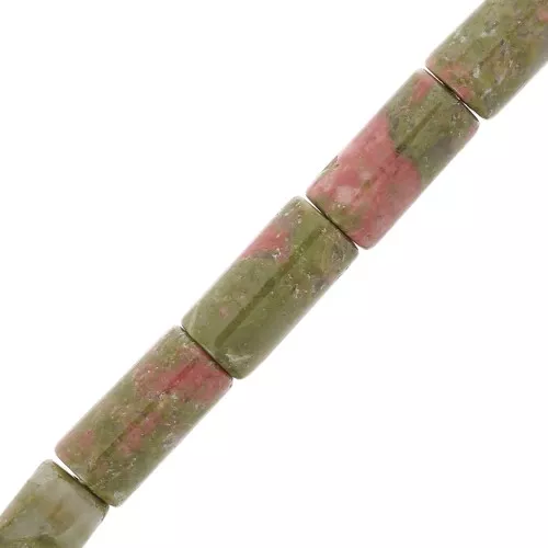 Cuentas tubos de piedra gema 10x5 mm - Unakite x5