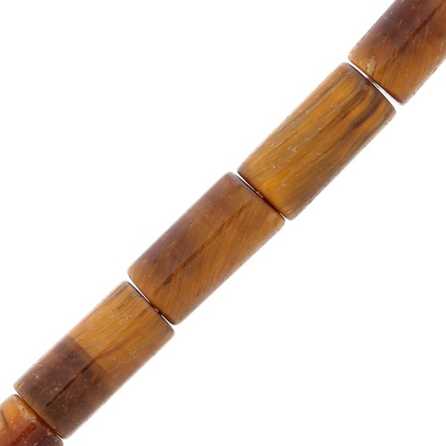 Cuentas tubos de piedra gema 10x5 mm - Oeil de tigre x5
