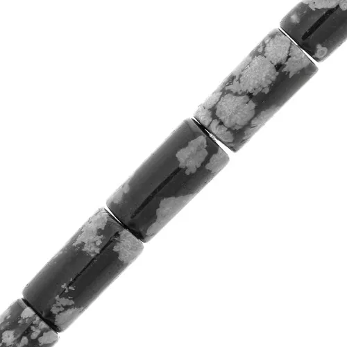 Cuentas tubos de piedra gema 10x5 mm - Obisidienne mouchetée x5