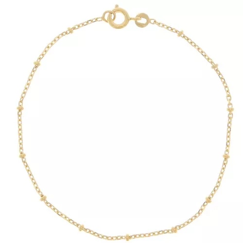 Pulsera de malla Forçat alternada con perlas de 2,2 mm - Chapado en oro 3 micras x19 cm