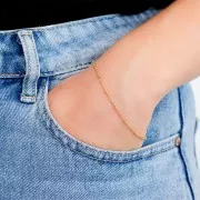 Pulsera de malla Forçat alternada con perlas de 2,2 mm - Chapado en oro 3 micras x19 cm