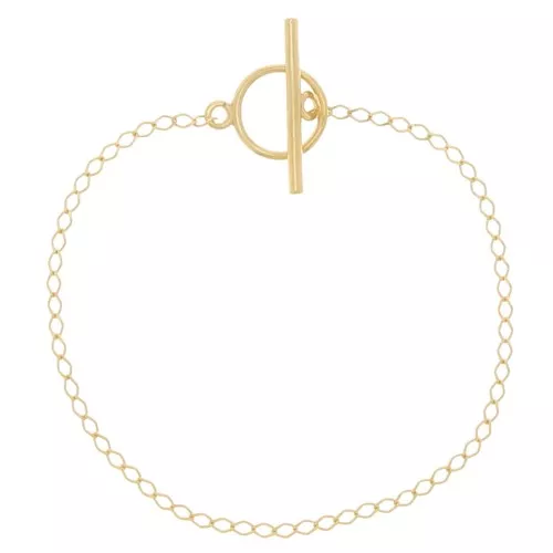 Pulsera de malla Rombo de 2,1 mm con cierre en T - Chapado en oro 3 micras x19 cm