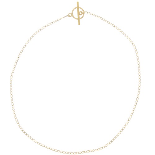 Cadena Rombo de 2mm y cierre en T - Chapado en oro 3 micras x42cm