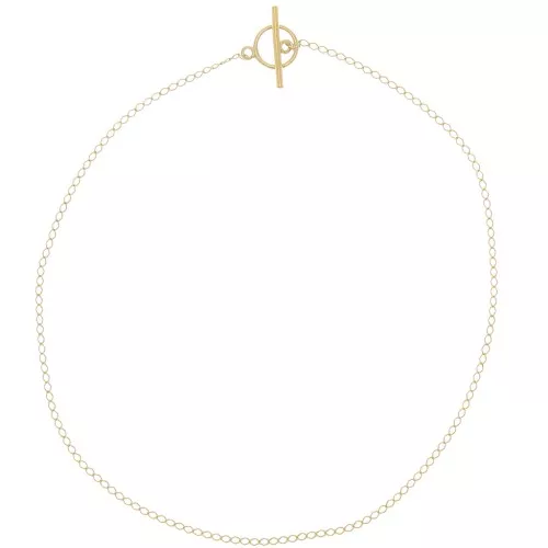 Cadena Rombo de 2mm y cierre en T - Chapado en oro 3 micras x42cm