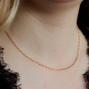 Cadena Rombo de 2mm y cierre en T - Chapado en oro 3 micras x42cm