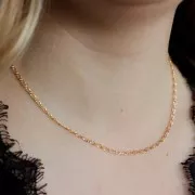 Cadena Rombo de 2mm y cierre en T - Chapado en oro 3 micras x42cm