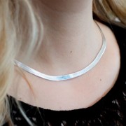Collar tipo cadena de malla «Miroir» - serpiente plana - 4,5 mm - Plata 925 x 40 cm