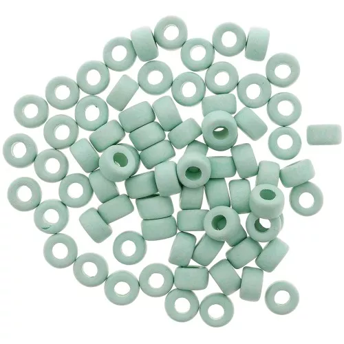 Cuentas tubos estilo Heishi de cerámica 9x5.5 mm - Azul canard mat x20