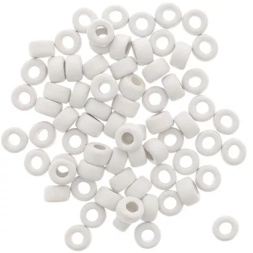 Cuentas tubos estilo Heishi de cerámica 9x5.5 mm - Blanc mat x20
