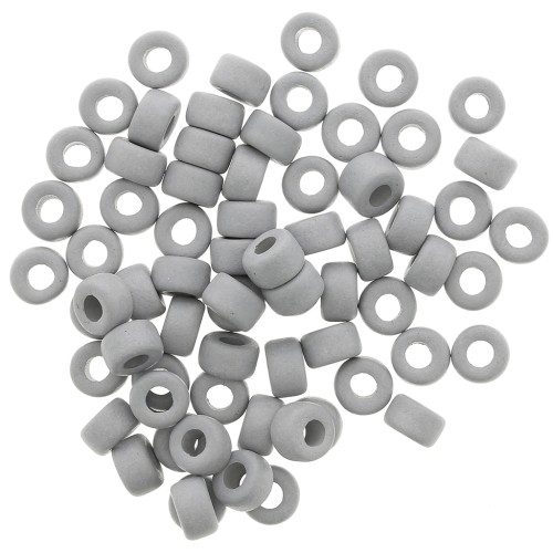 Cuentas tubos estilo Heishi de cerámica 9x5.5 mm - Gris mat x20