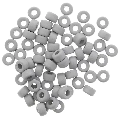 Cuentas tubos estilo Heishi de cerámica 9x5.5 mm - Gris mat x20