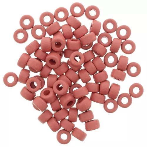 Cuentas tubos estilo Heishi de cerámica 9x5.5 mm - Dark Orange mat x20