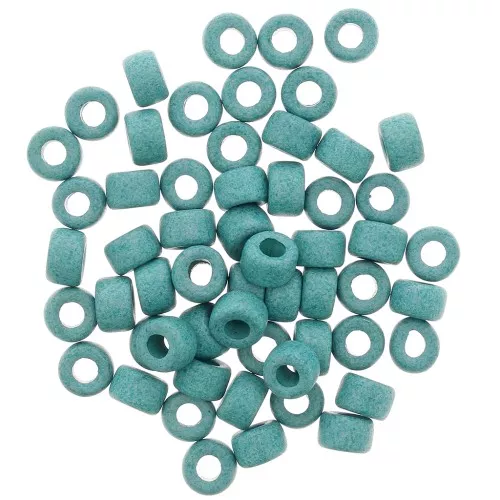 Cuentas tubos estilo Heishi de cerámica 9x5.5 mm - Light Petrol mat x20