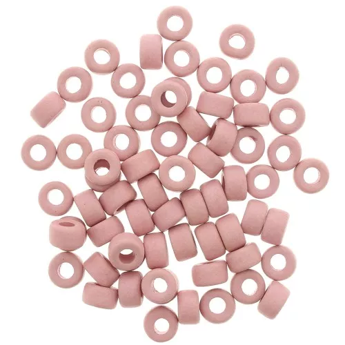 Cuentas tubos estilo Heishi de cerámica 9x5.5 mm - Vieux rose mat x20