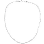 Collar de tres filas de cuentas cúbicas 1.2mm Plata 925 x42 cm