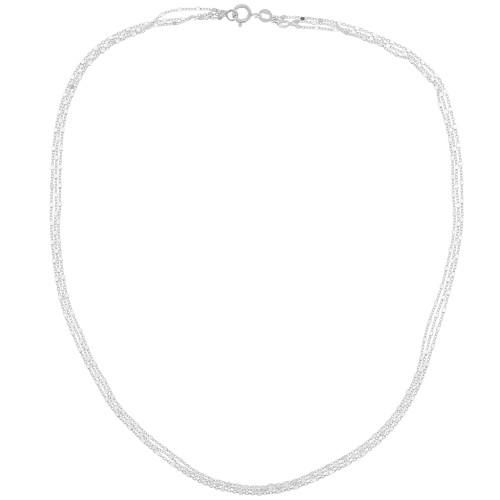 Collar de tres filas de cuentas cúbicas 1.2mm Plata 925 x42 cm
