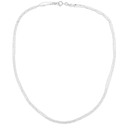 Collar de tres filas de cuentas cúbicas 1.2mm Plata 925 x42 cm