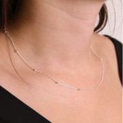 Cadena Forçat con cuentas redondas alternas de 2,5 mm - Plata 925 x42 cm