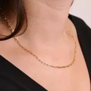 Gargantilla de malla rectangular 2,7 mm - Dorada 3 micras x42 cm