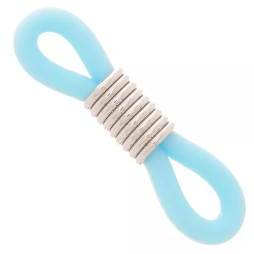 Conector de cadena para gafas Azul turquesa/Plateado x4