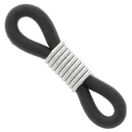 Conector de cadena para gafas Negro /Plateado x4