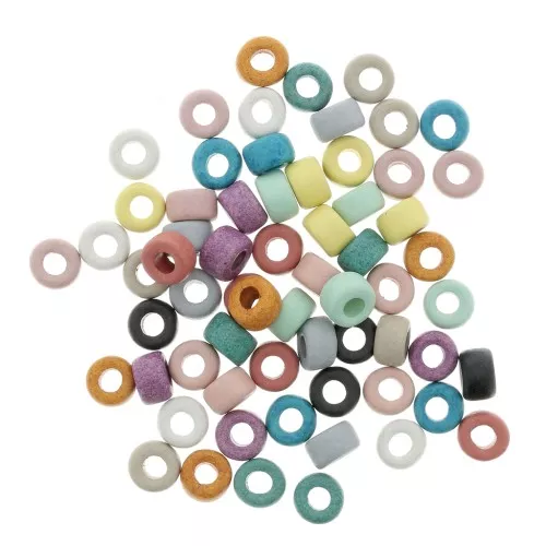 Cuentas tubos estilo Heishi de cerámica 9x5.5 mm -Multicolore mat x65