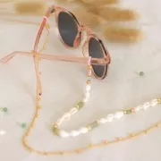 Conector de cadena para gafas Azul turquesa/Dorado x4