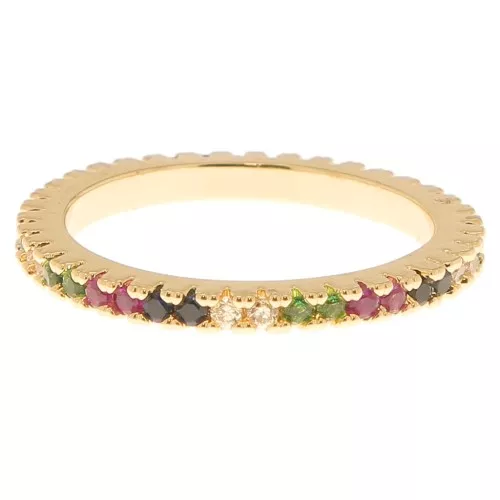 Anillo fino con óxido de zirconio- talla 53 - Oro - Multicolor x1