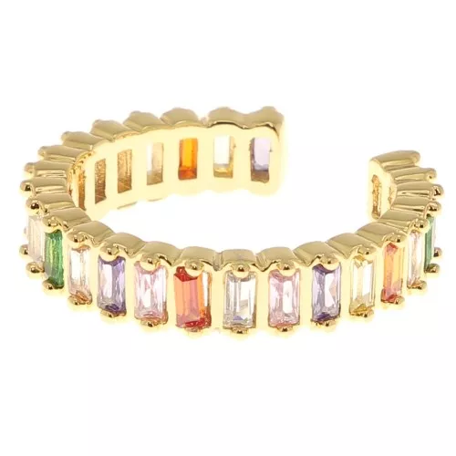 Anillo ajustable grande con óxido de zirconio - Oro - Multicolor x1