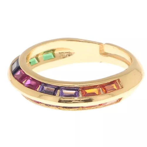 Anillo ajustable con óxido de zirconio - Oro - Multicolor x1