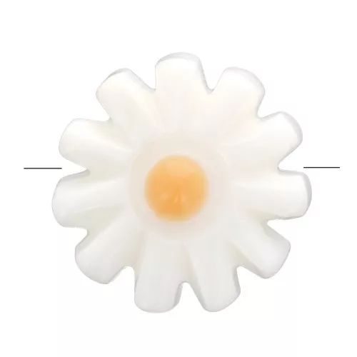 Cuenta de flor de nácar de 10 mm - blanca - naranja x1