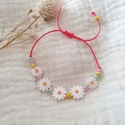 Cuenta de flor de nácar de 10 mm - blanca - naranja x1