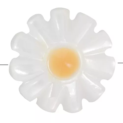 Cuenta de Flor de Nácar 12 mm - Blanco - Naranja x1