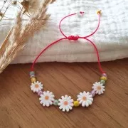 Cuenta de Flor de Nácar 12 mm - Blanco - Naranja x1