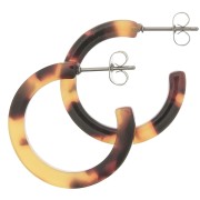 Créoles acetato de celulosa 25 mm Imitación Concha De Tortuga Marron - Noir x2