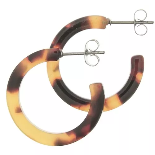 Créoles acetato de celulosa 25 mm Imitación Concha De Tortuga Marron - Noir x2