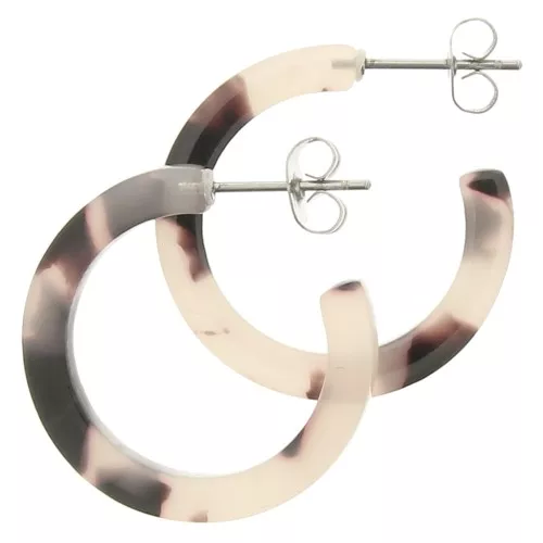 Créoles acetato de celulosa 25 mm Imitación Concha De Tortuga Beige - Noir x2