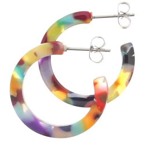 Créoles acetato de celulosa 25 mm Imitación Concha De Tortuga Multicolore x2
