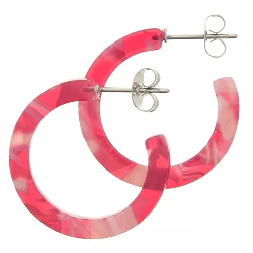 Créoles acetato de celulosa 25 mm Imitación Concha De Tortuga Rouge - Blanc x2