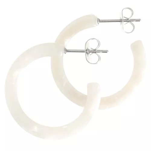 Créoles acetato de celulosa 25 mm Imitación Concha De Tortuga Blanc nacré x2