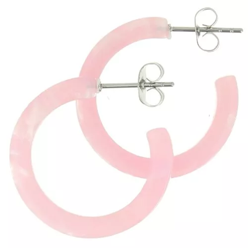 Pendientes de aro de acetato de celulosa de 25 mm - Perla rosa claro x2