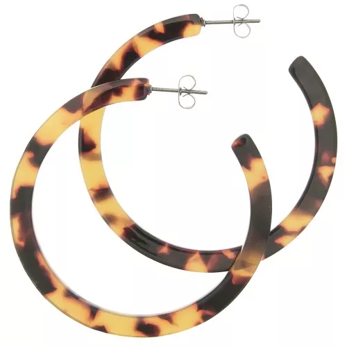 Créoles acetato de celulosa 50 mm Imitación Concha De Tortuga Marron - Noir x2
