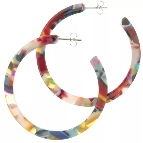 Aros pendientes acetato celulosa 50 mm Imitación Concha De Tortuga Multicolore x2